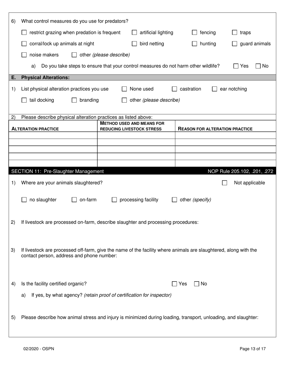 Organic System Plan for Poultry and Non-ruminants - Idaho, Page 13