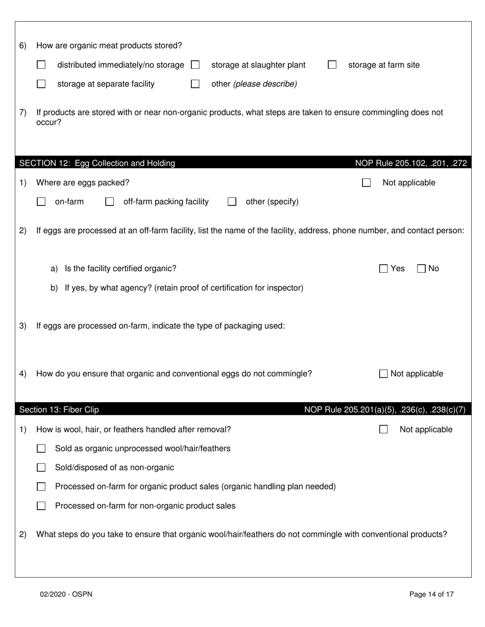 Organic System Plan for Poultry and Non-ruminants - Idaho, Page 14