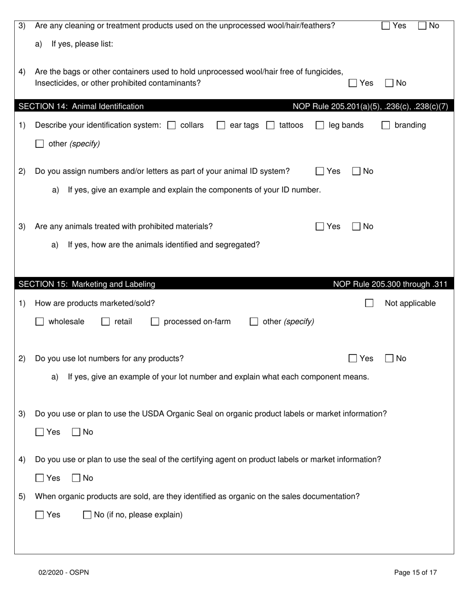 Organic System Plan for Poultry and Non-ruminants - Idaho, Page 15