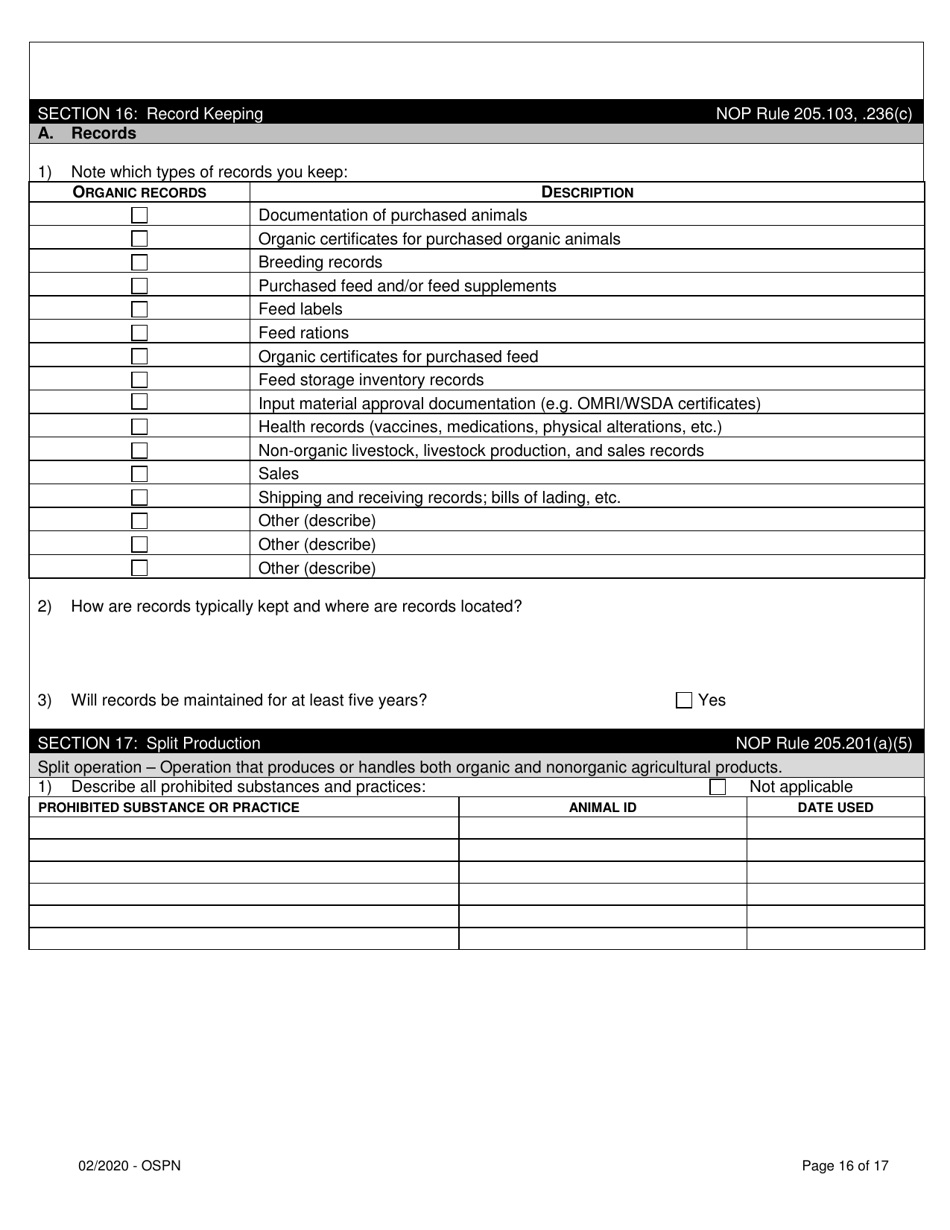 Organic System Plan for Poultry and Non-ruminants - Idaho, Page 16