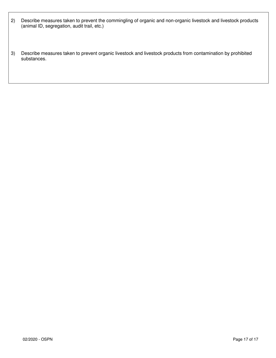 Organic System Plan for Poultry and Non-ruminants - Idaho, Page 17