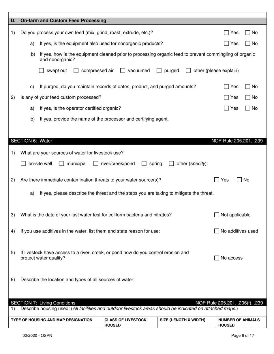 Organic System Plan for Poultry and Non-ruminants - Idaho, Page 6