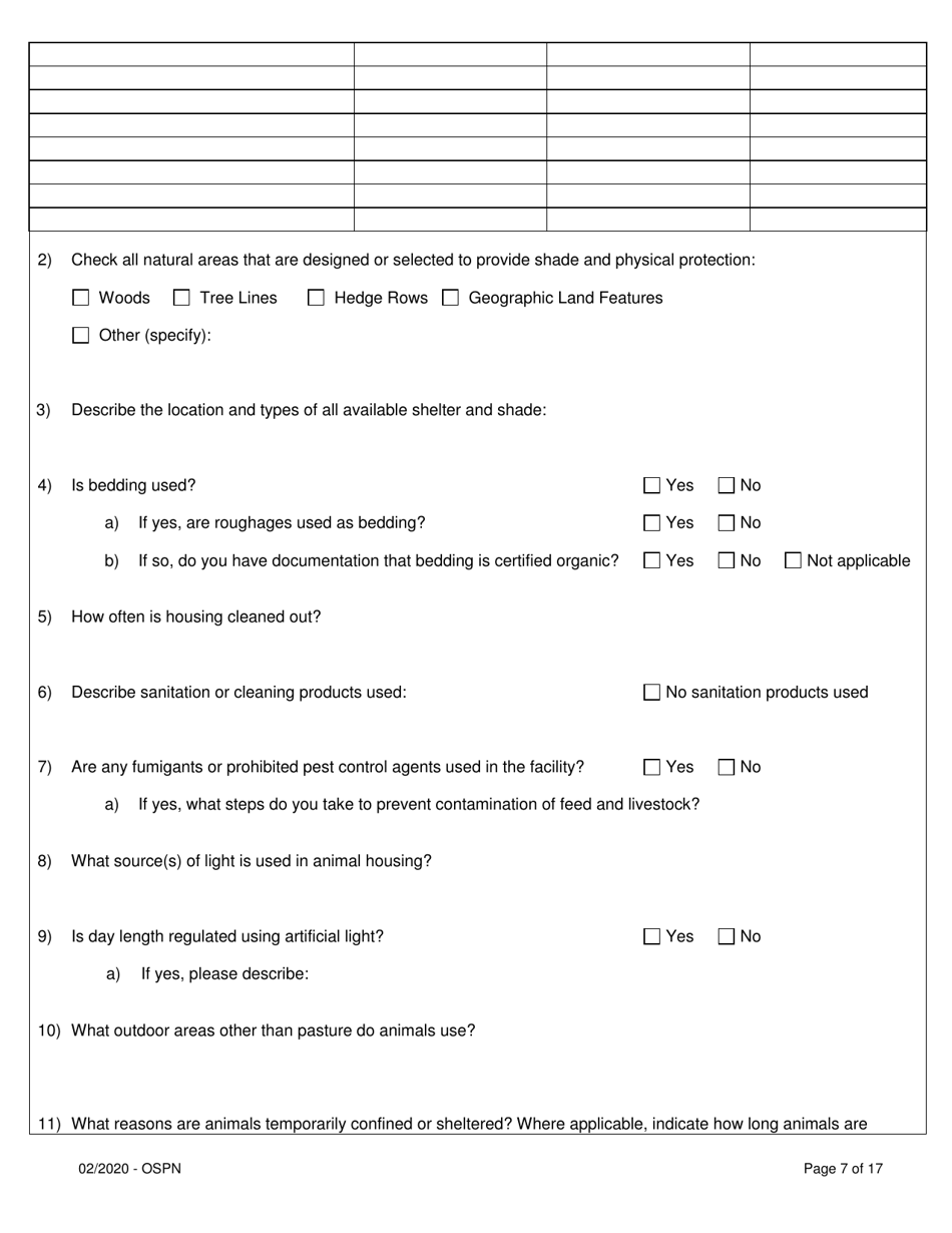 Organic System Plan for Poultry and Non-ruminants - Idaho, Page 7
