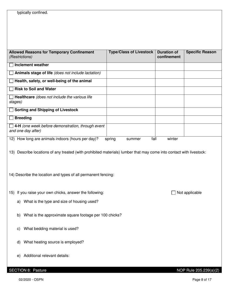 Organic System Plan for Poultry and Non-ruminants - Idaho, Page 8