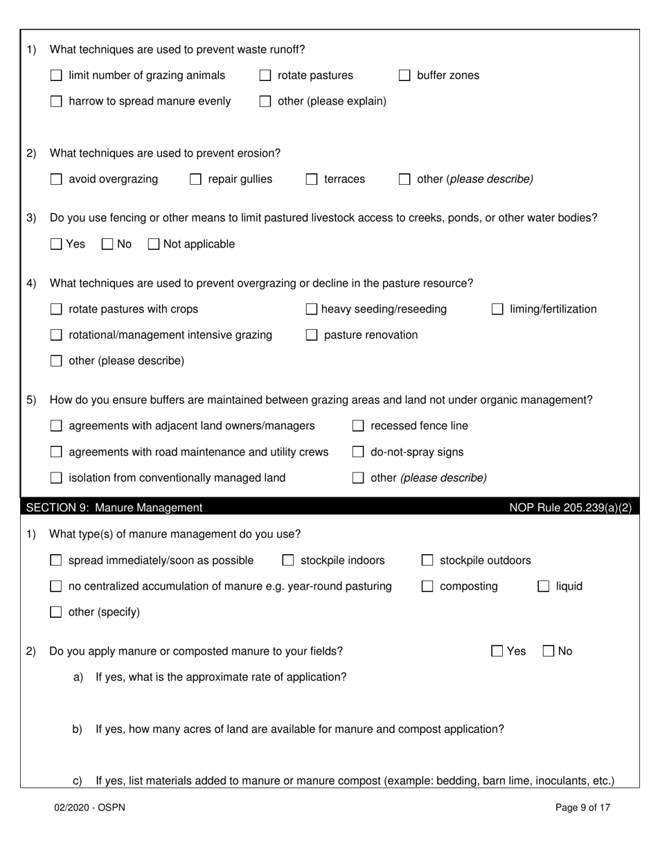 Organic System Plan for Poultry and Non-ruminants - Idaho, Page 9