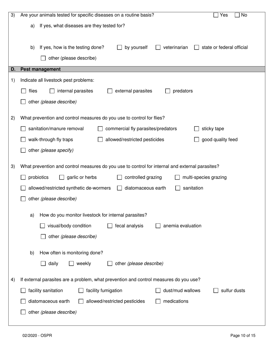 Organic System Plan for Non-dairy Ruminants - Idaho, Page 10