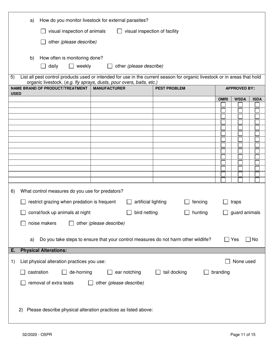 Organic System Plan for Non-dairy Ruminants - Idaho, Page 11
