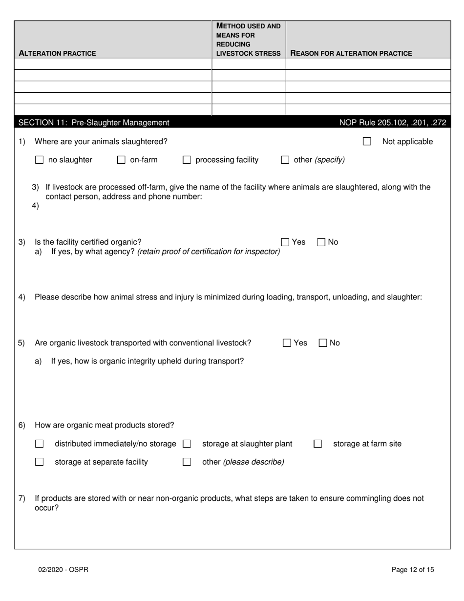Organic System Plan for Non-dairy Ruminants - Idaho, Page 12