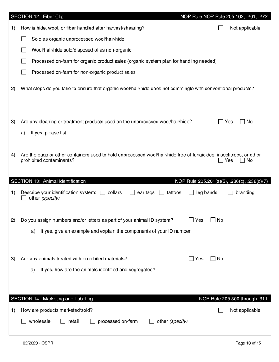 Organic System Plan for Non-dairy Ruminants - Idaho, Page 13