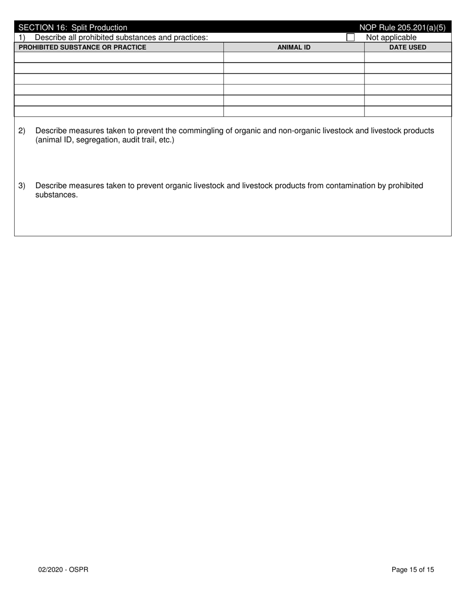 Organic System Plan for Non-dairy Ruminants - Idaho, Page 15