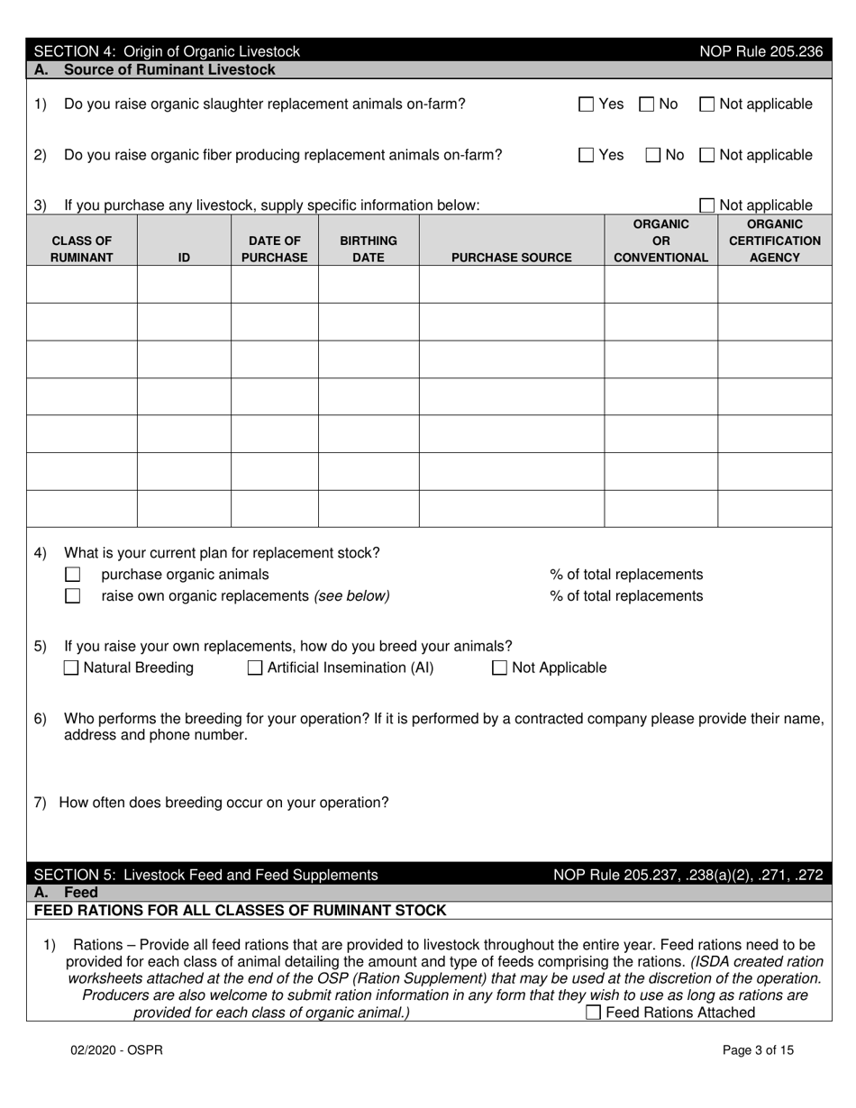 Organic System Plan for Non-dairy Ruminants - Idaho, Page 3