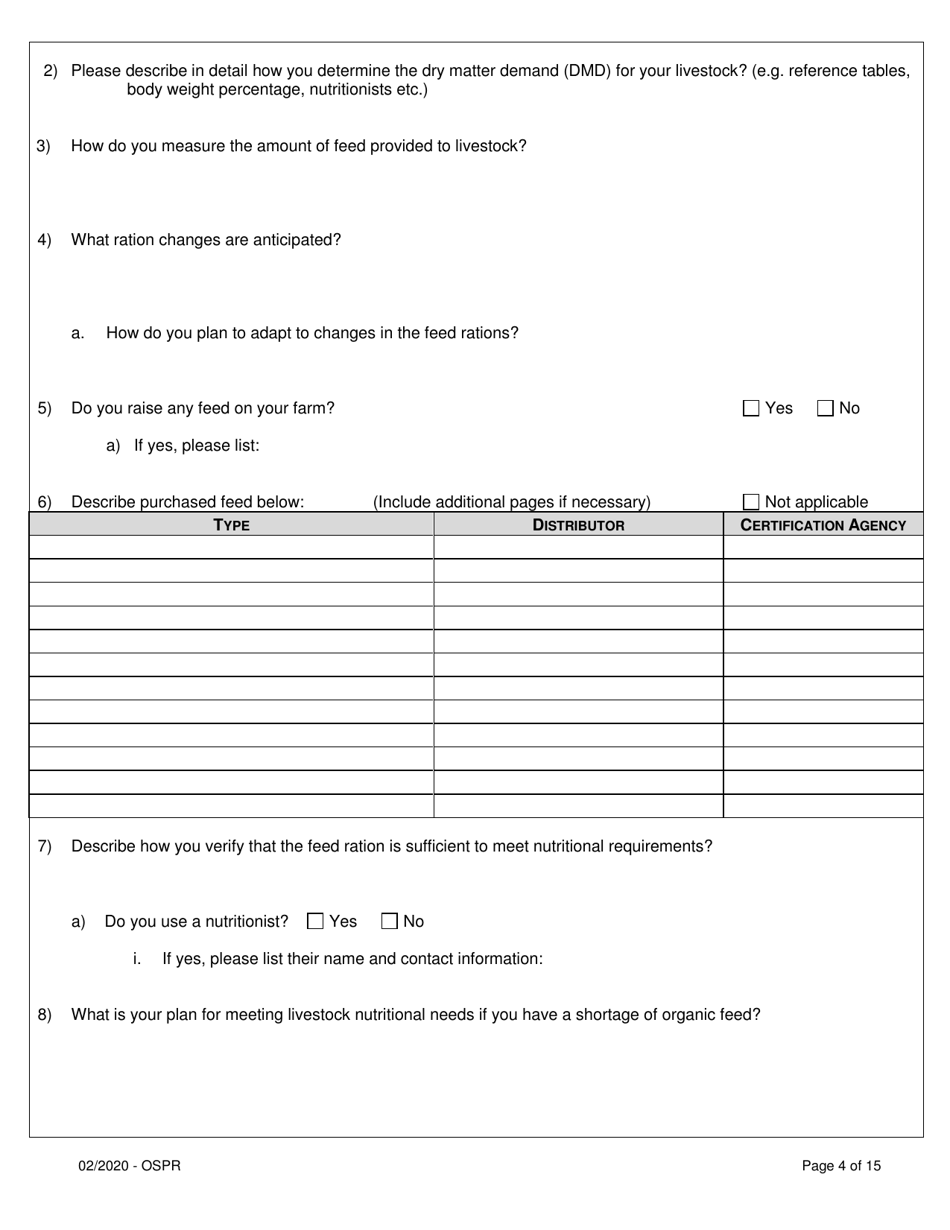 Organic System Plan for Non-dairy Ruminants - Idaho, Page 4