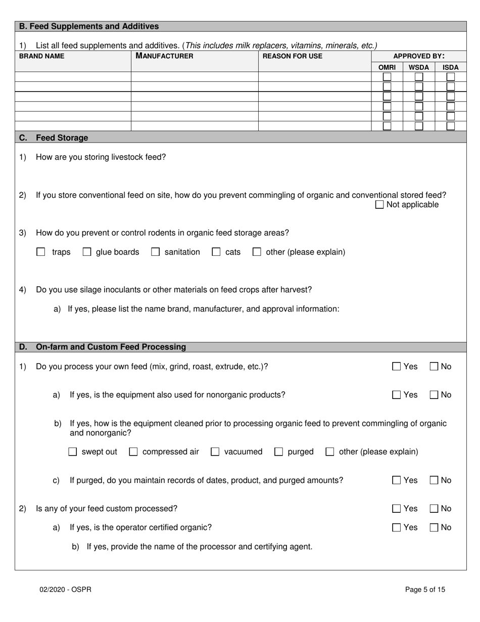 Organic System Plan for Non-dairy Ruminants - Idaho, Page 5