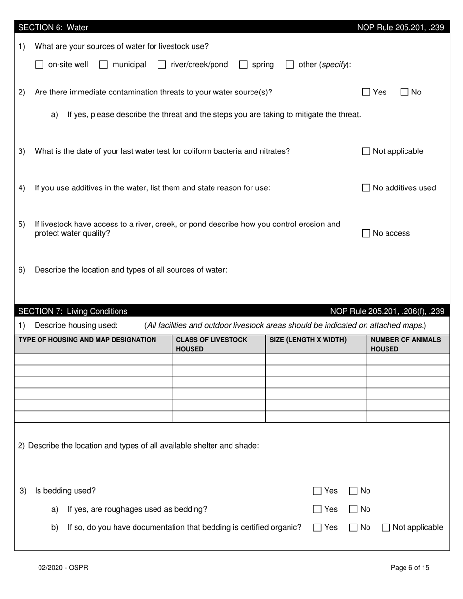 Organic System Plan for Non-dairy Ruminants - Idaho, Page 6