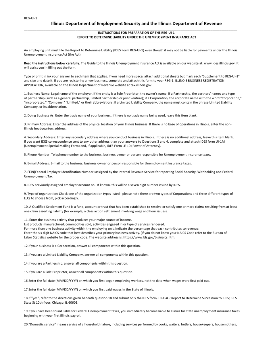 Form REG-UI-1 Report to Determine Liability Under the Unemployment Insurance Act - Illinois, Page 4