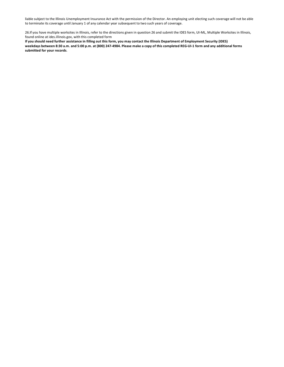 Form REG-UI-1 Report to Determine Liability Under the Unemployment Insurance Act - Illinois, Page 6