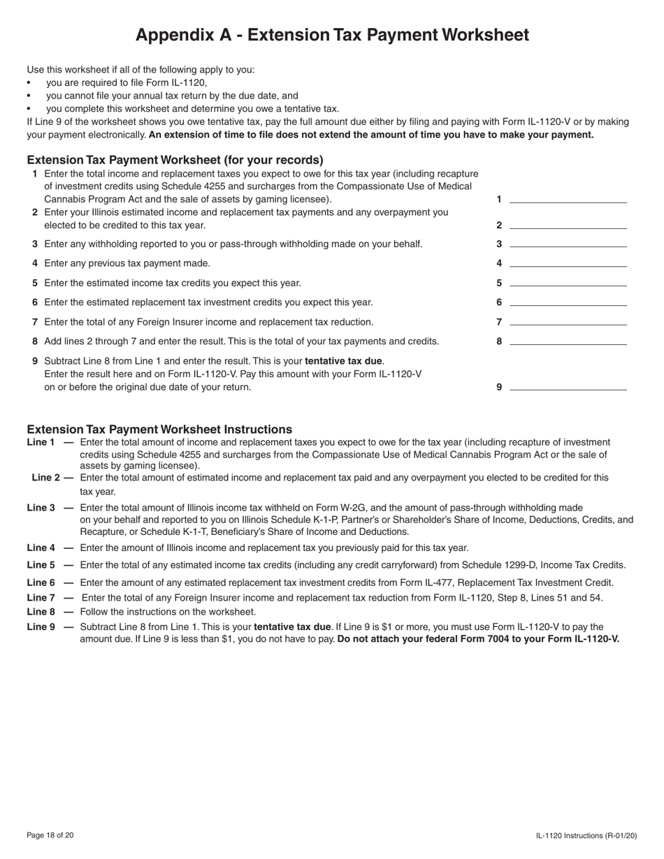 Instructions for Form IL-1120 Corporation Income and Replacement Tax Return - Illinois, Page 18