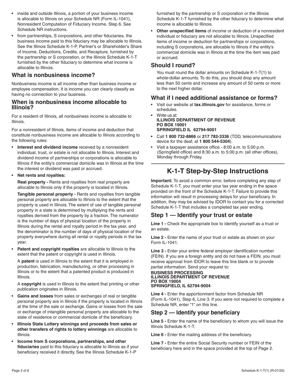 Instructions for Schedule K-1-T, K-1-T(3) - Illinois, Page 2