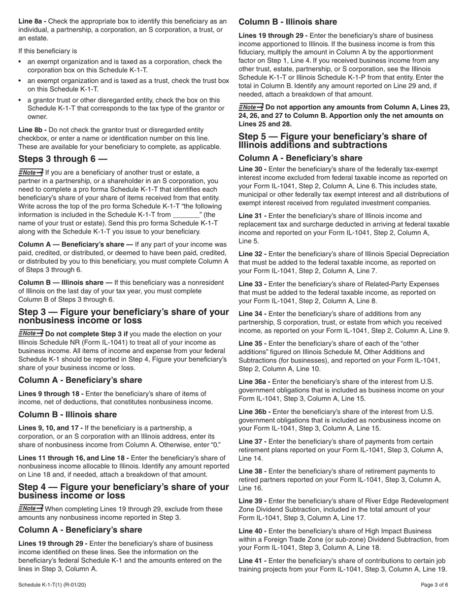 Instructions for Schedule K-1-T, K-1-T(3) - Illinois, Page 3