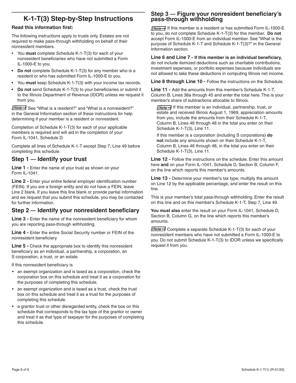 Instructions for Schedule K-1-T, K-1-T(3) - Illinois, Page 6