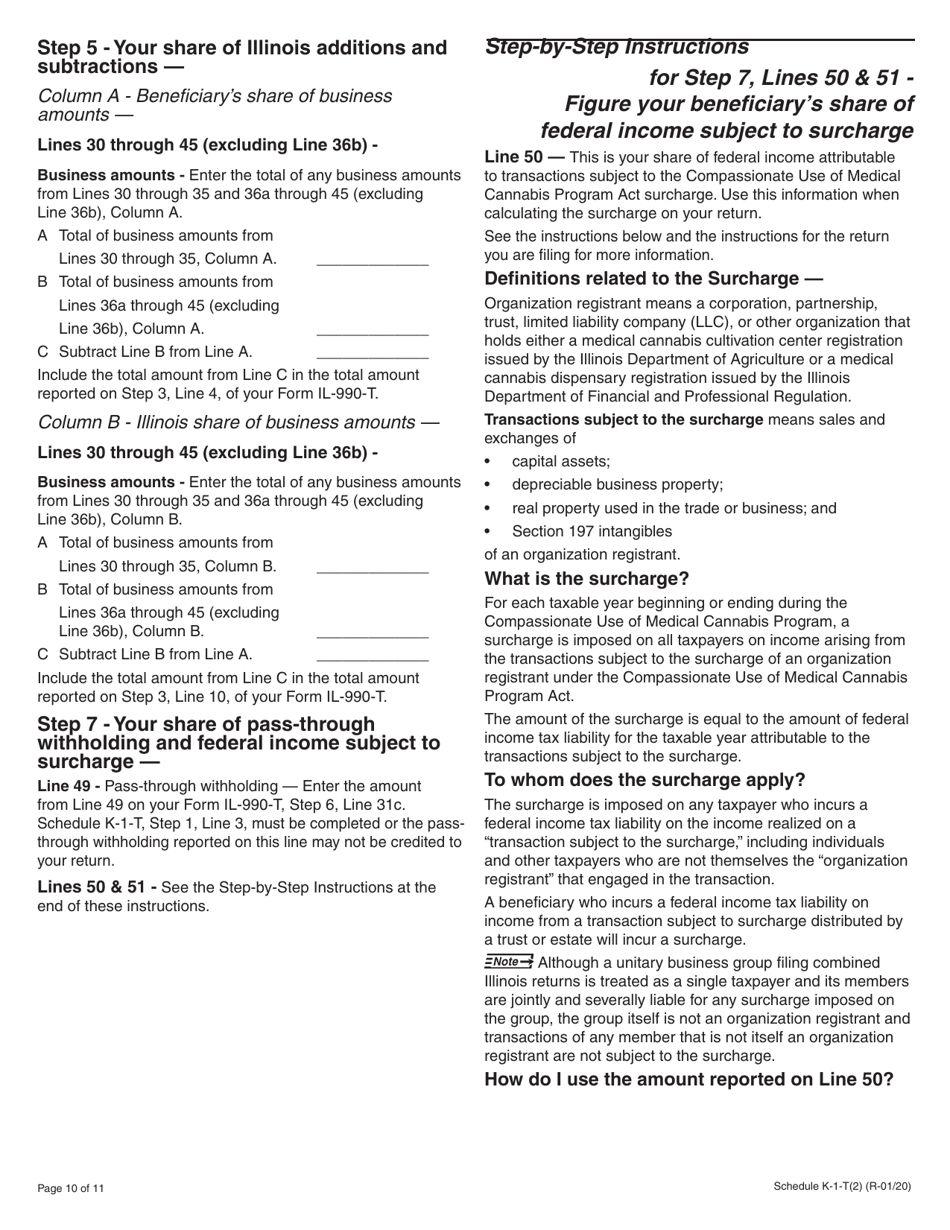 Instructions for Schedule K-1-T Beneficiarys Share of Income and Deductions - Illinois, Page 10