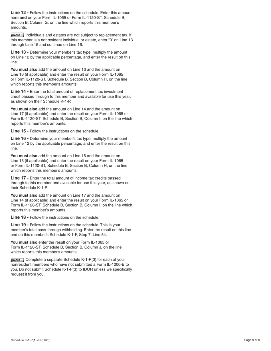 Instructions for Schedule K-1-P, K-1-P(3) Partnerships and S Corporations - Illinois, Page 9