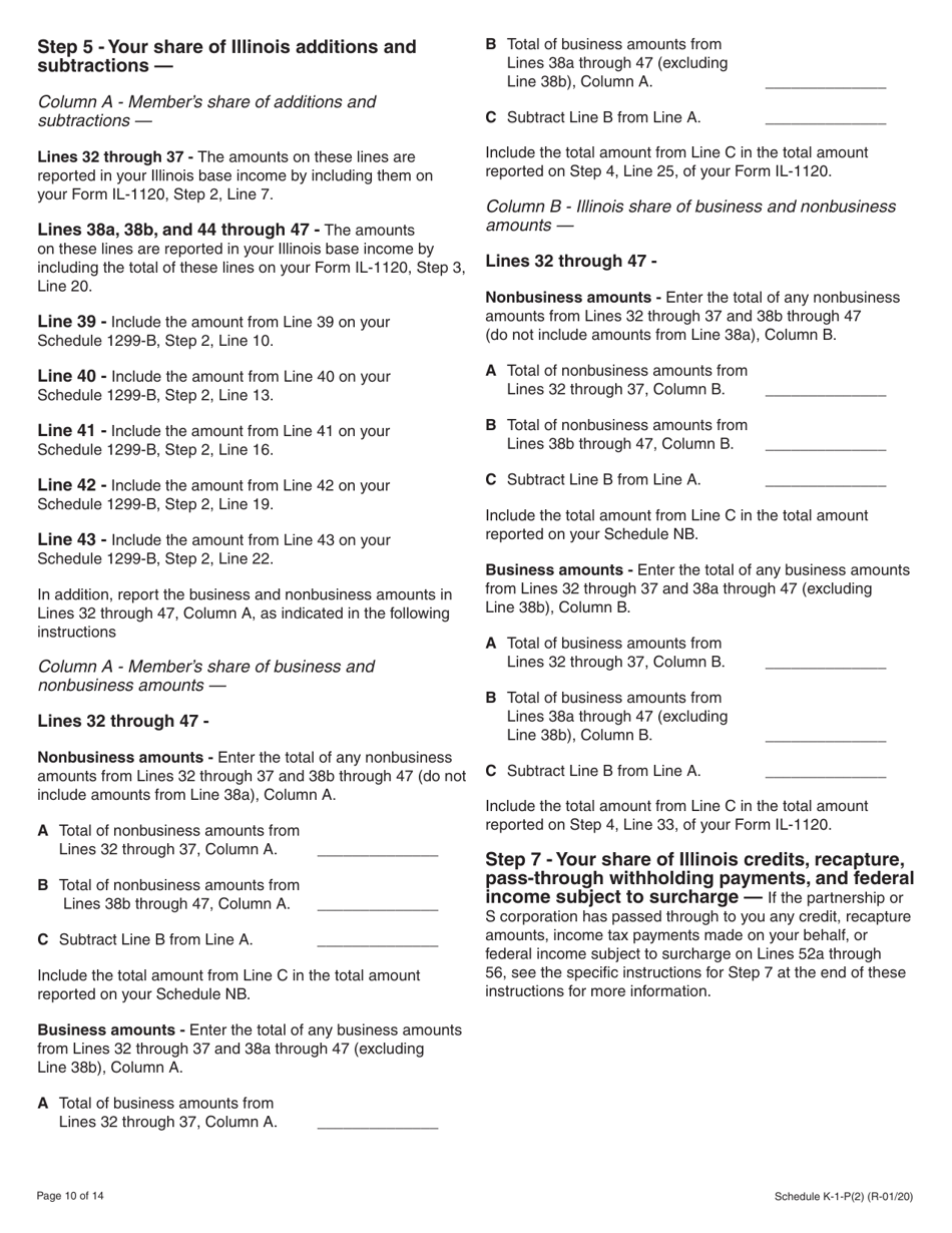 Instructions for Schedule K-1-P(2) Partners or Shareholders Share of Income, Deductions, Credits, and Recapture - Illinois, Page 10