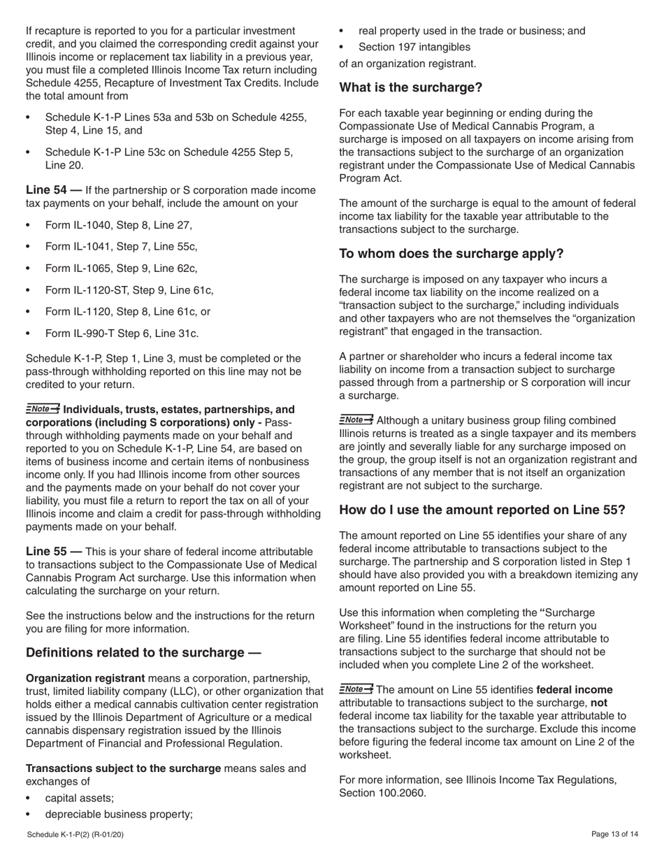 Instructions for Schedule K-1-P(2) Partners or Shareholders Share of Income, Deductions, Credits, and Recapture - Illinois, Page 13
