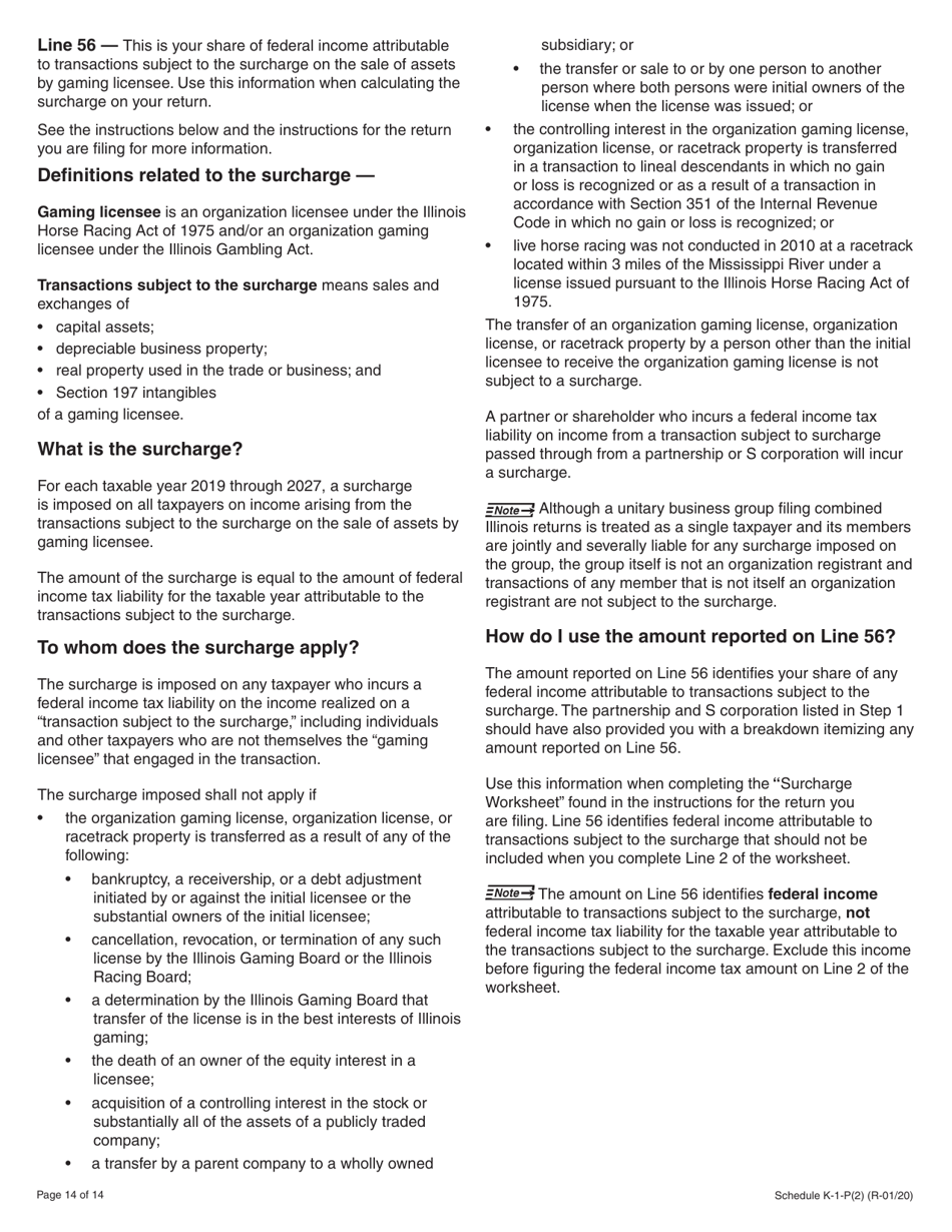 Instructions for Schedule K-1-P(2) Partners or Shareholders Share of Income, Deductions, Credits, and Recapture - Illinois, Page 14