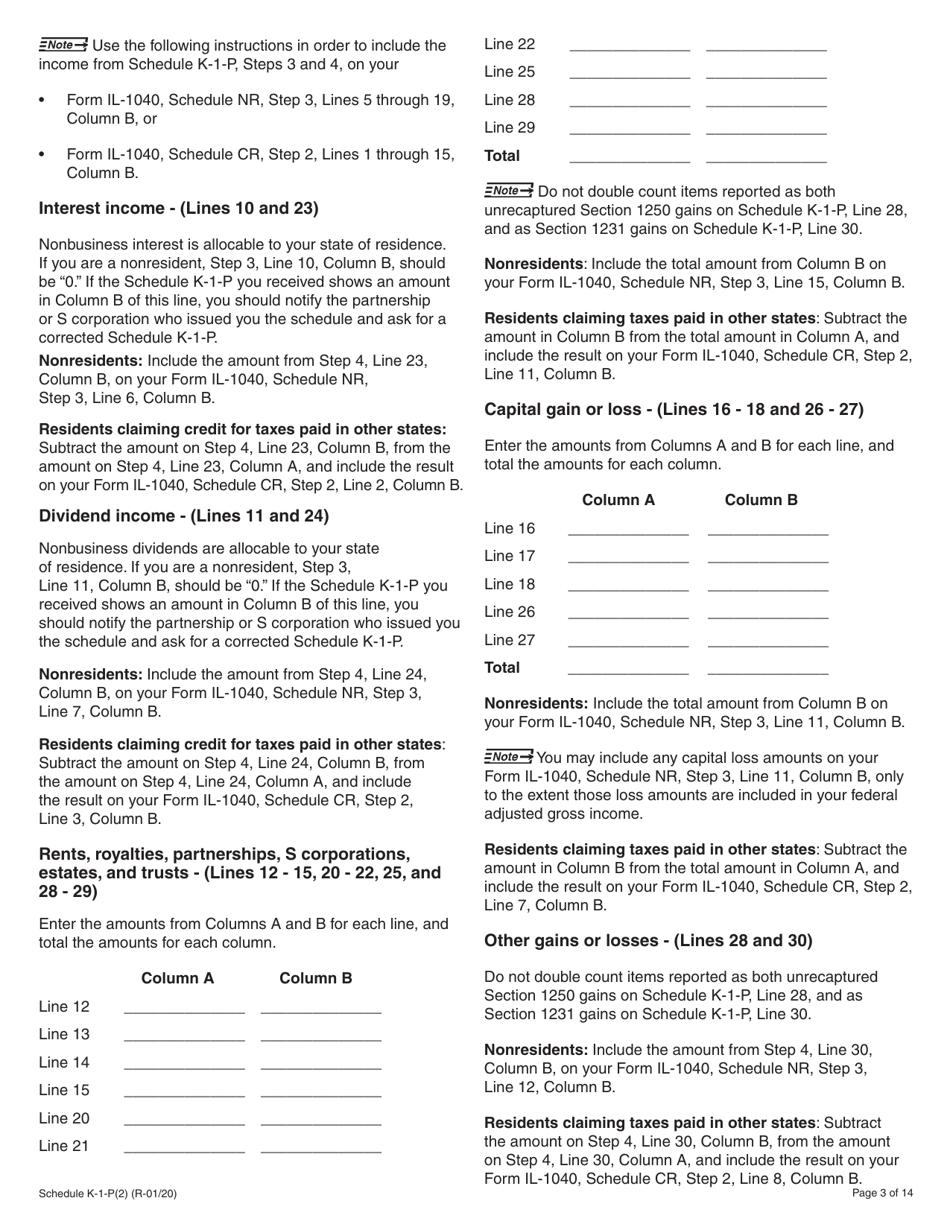 Instructions for Schedule K-1-P(2) Partners or Shareholders Share of Income, Deductions, Credits, and Recapture - Illinois, Page 3