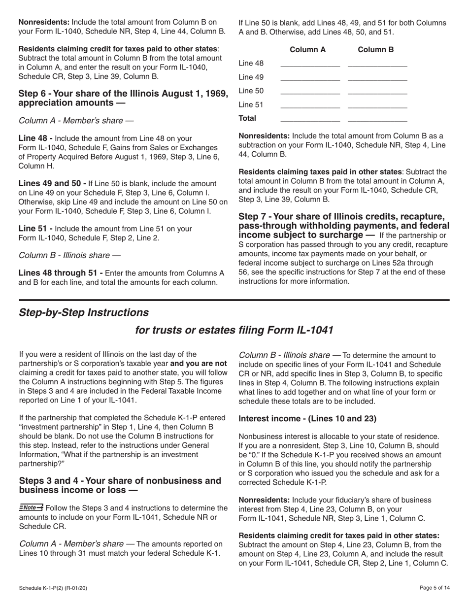 Instructions for Schedule K-1-P(2) Partners or Shareholders Share of Income, Deductions, Credits, and Recapture - Illinois, Page 5