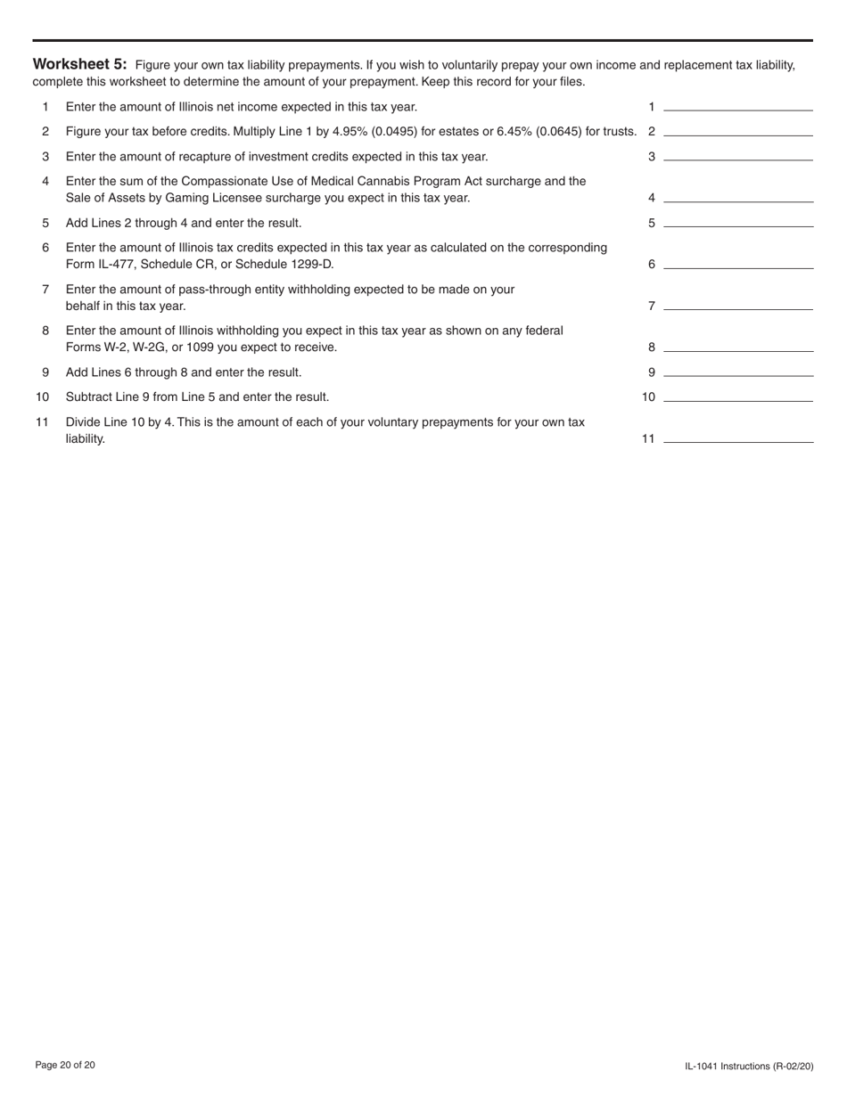 Instructions for Form IL-1041 Fiduciary Income and Replacement Tax Return - Illinois, Page 20
