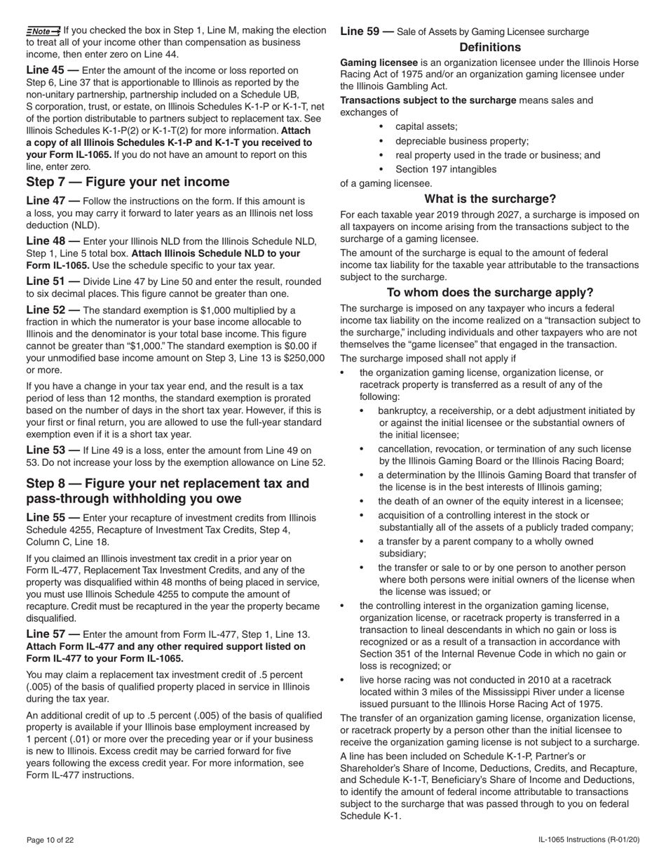Instructions for Form IL-1065 Partnership Replacement Tax Return - Illinois, Page 10