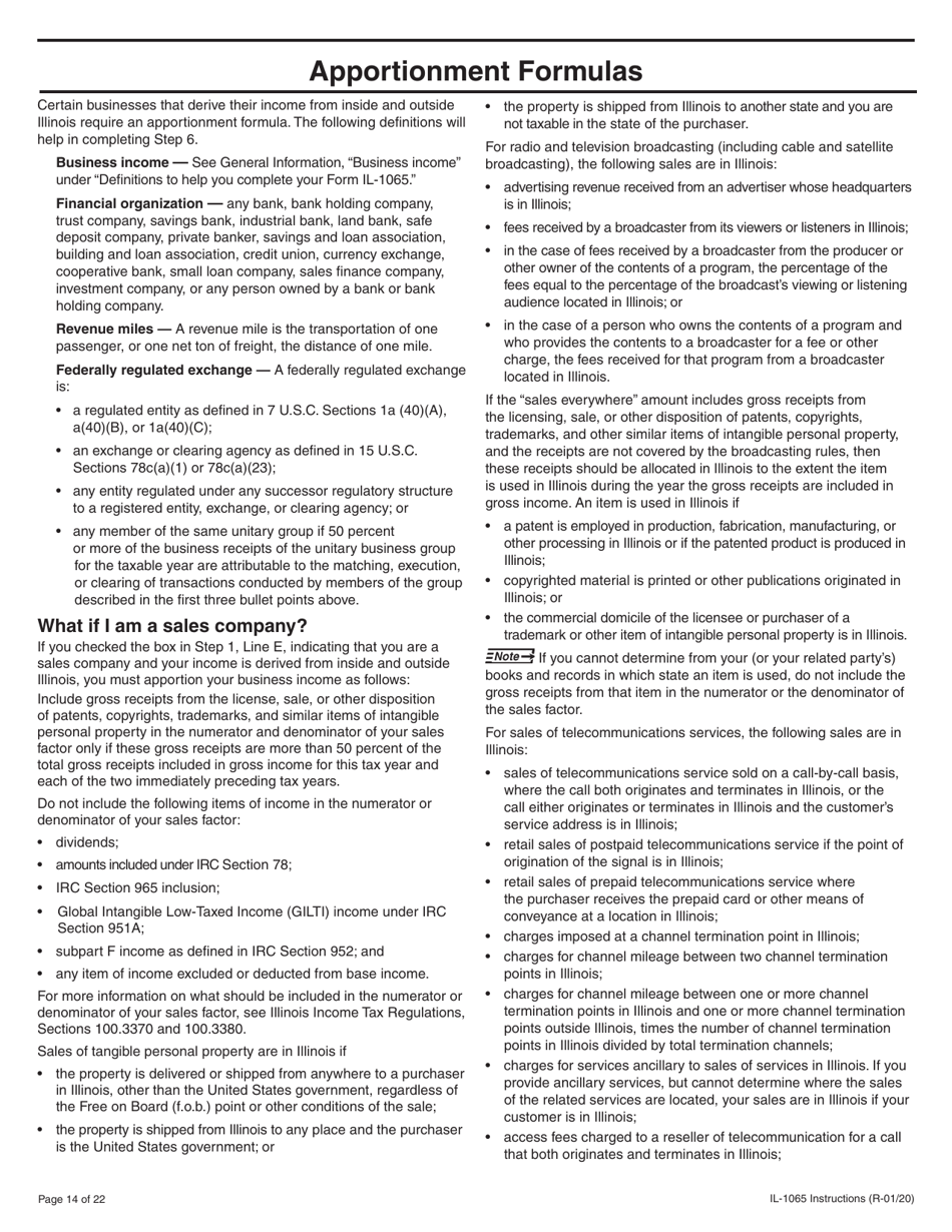 Instructions for Form IL-1065 Partnership Replacement Tax Return - Illinois, Page 14