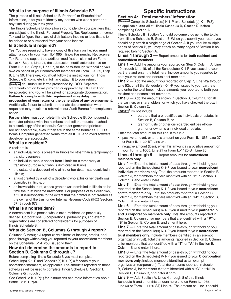 Instructions for Form IL-1065 Partnership Replacement Tax Return - Illinois, Page 17
