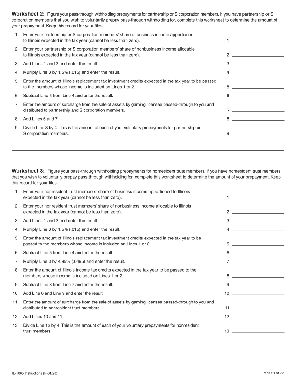 Instructions for Form IL-1065 Partnership Replacement Tax Return - Illinois, Page 21
