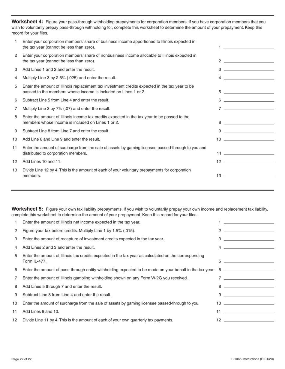 Instructions for Form IL-1065 Partnership Replacement Tax Return - Illinois, Page 22