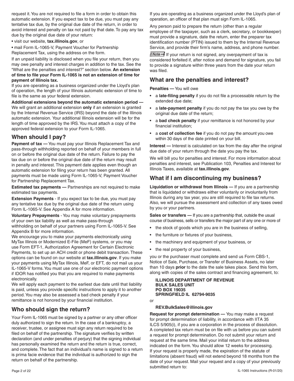 Instructions for Form IL-1065 Partnership Replacement Tax Return - Illinois, Page 2