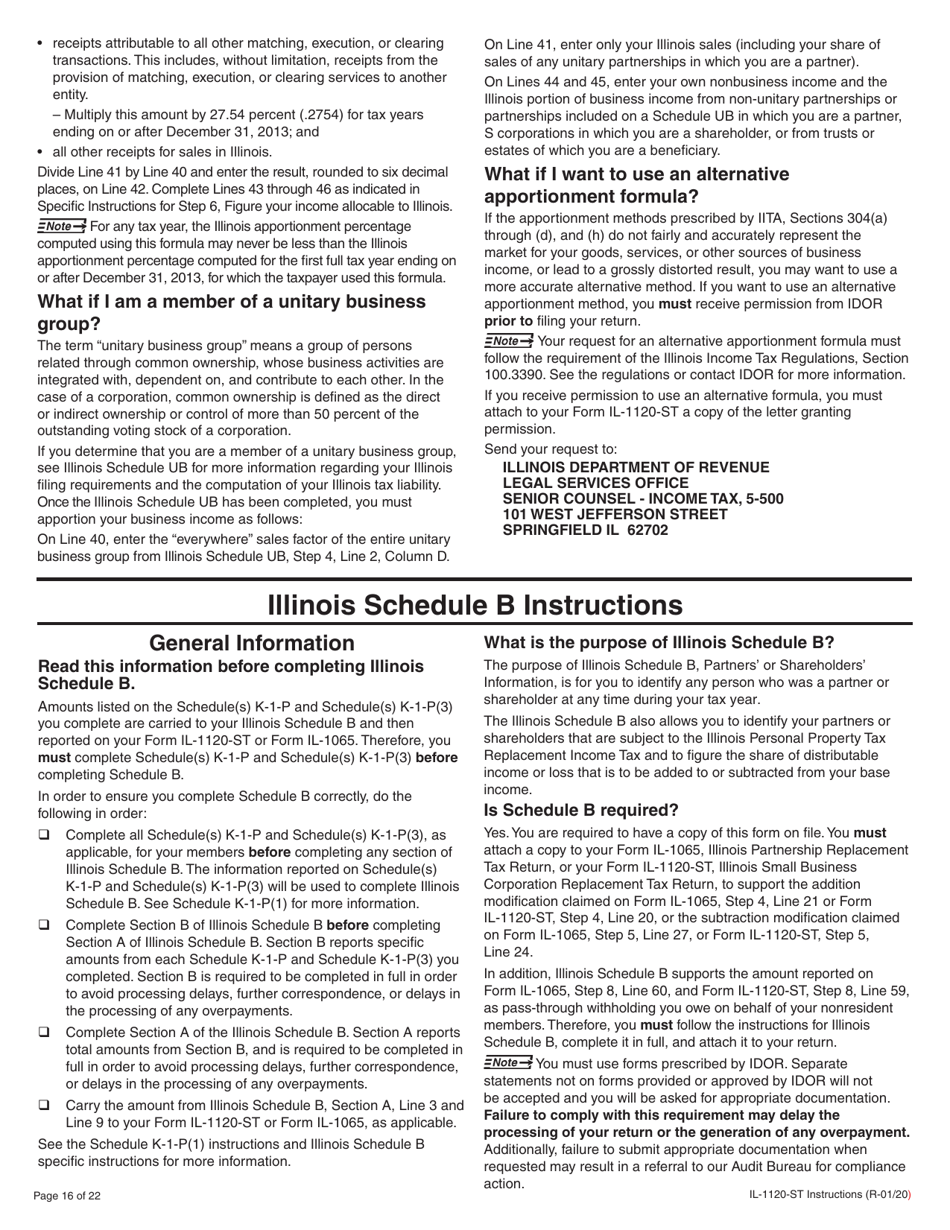 Instructions for Form IL-1120-ST Small Business Corporation Replacement Tax Return - Illinois, Page 16