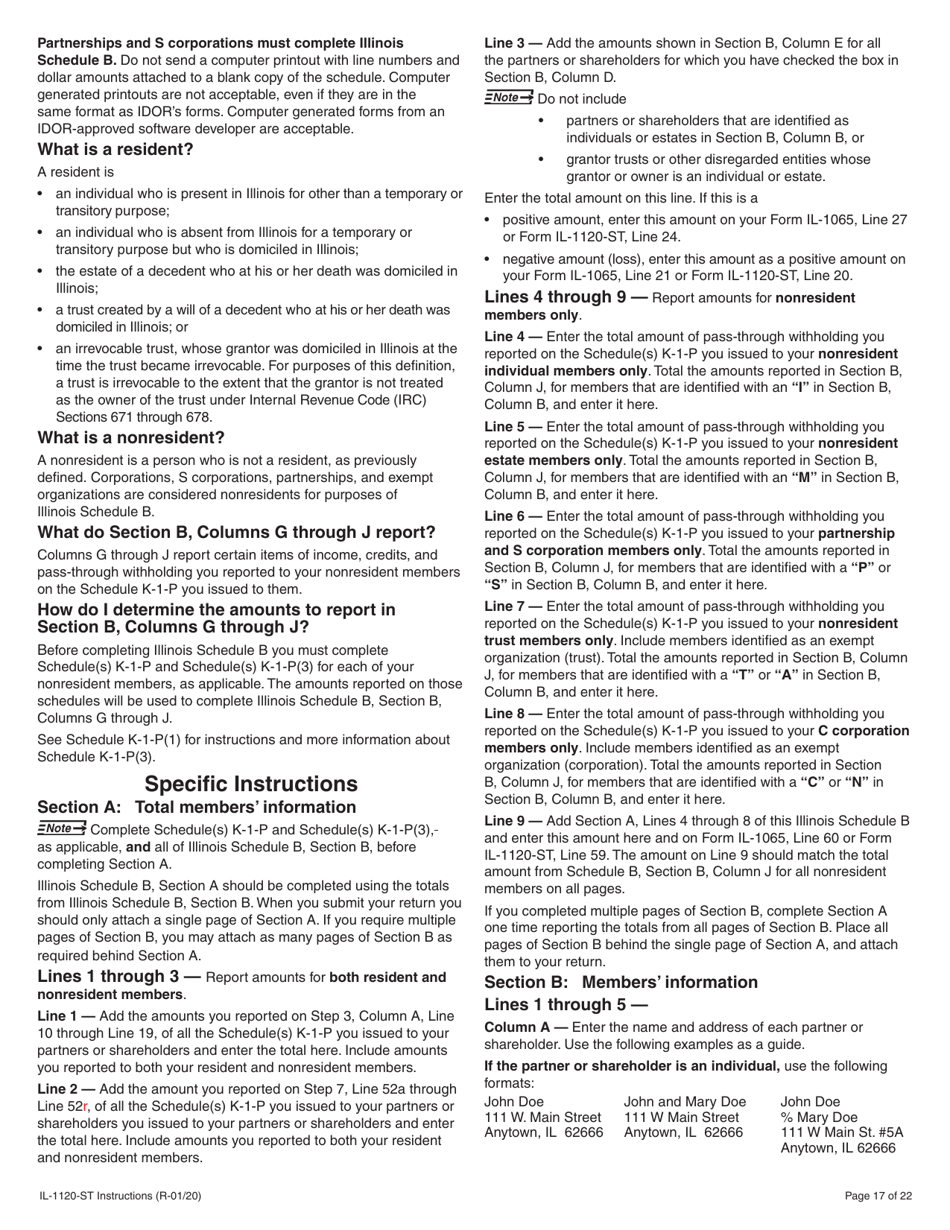Instructions for Form IL-1120-ST Small Business Corporation Replacement Tax Return - Illinois, Page 17