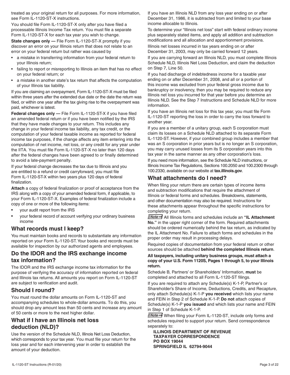 Instructions for Form IL-1120-ST Small Business Corporation Replacement Tax Return - Illinois, Page 3
