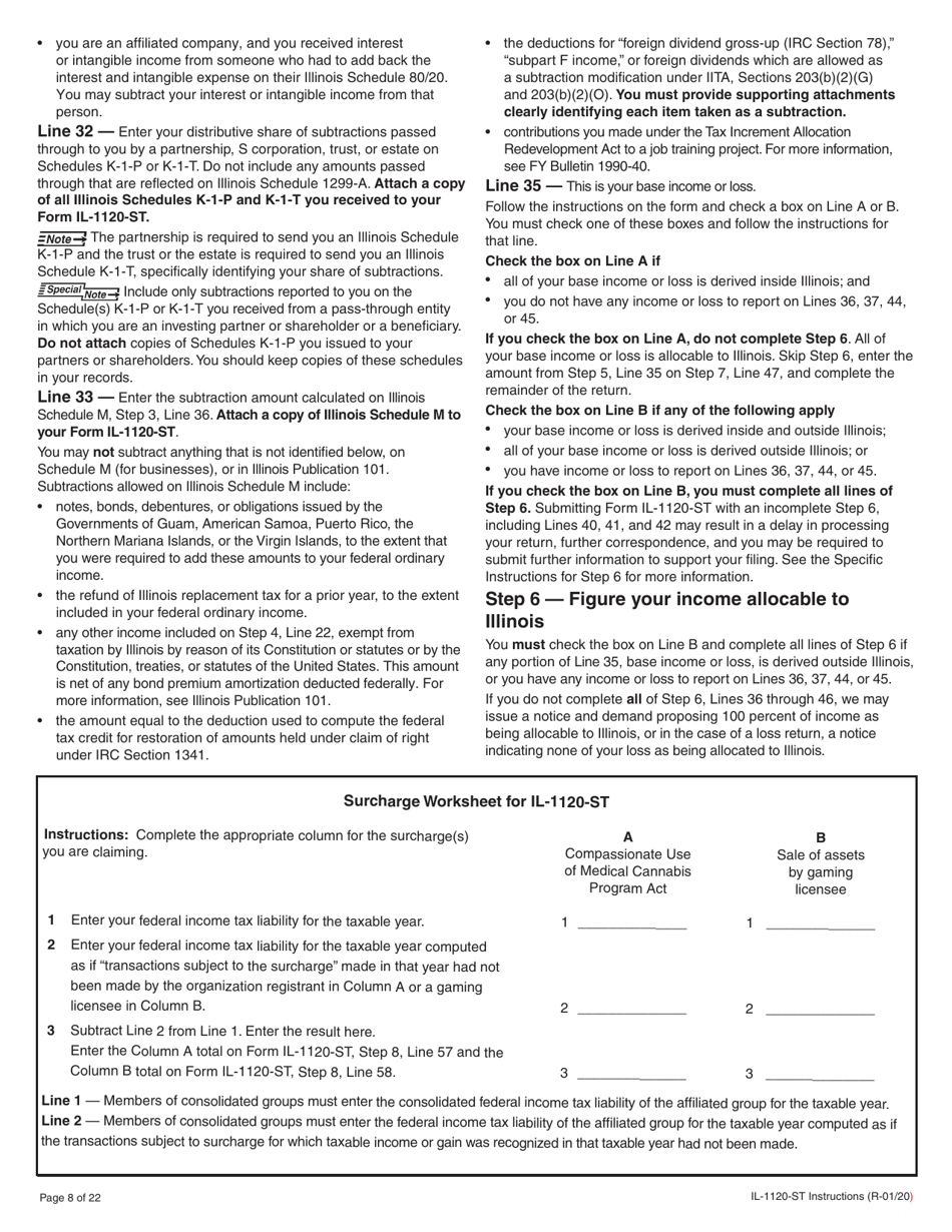 Instructions for Form IL-1120-ST Small Business Corporation Replacement Tax Return - Illinois, Page 8