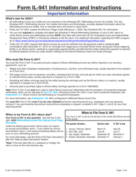 Document preview: Instructions for Form IL-941 Illinois Withholding Income Tax Return - Illinois, 2020