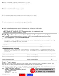 Form EAR-14 Format for Filing a Protest for Income Tax - Illinois, Page 2