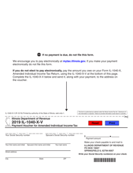 Document preview: Form IL-1040-X-V Payment Voucher for Amended Individual Income Tax - Illinois