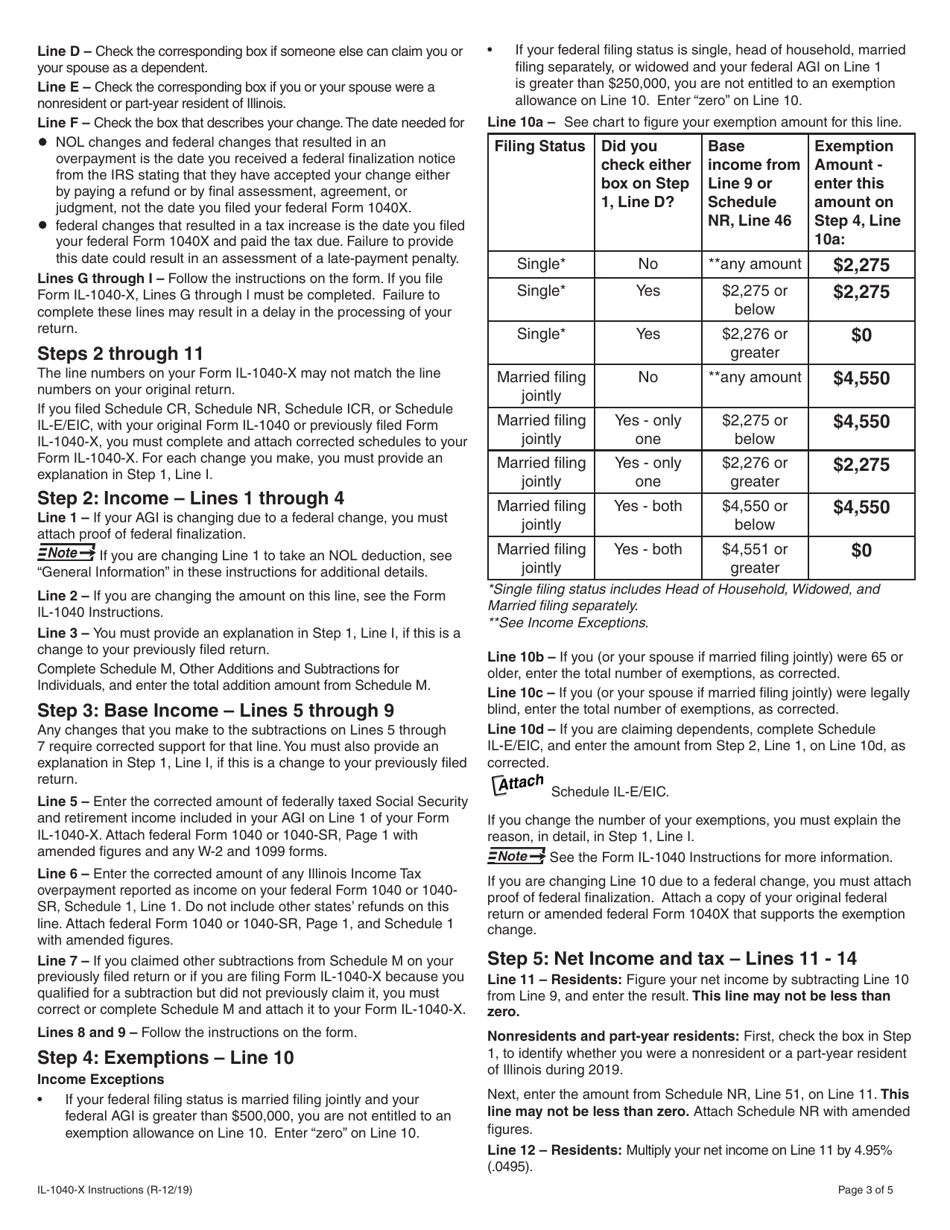 Download Instructions for Form IL1040X Amended Individual Tax