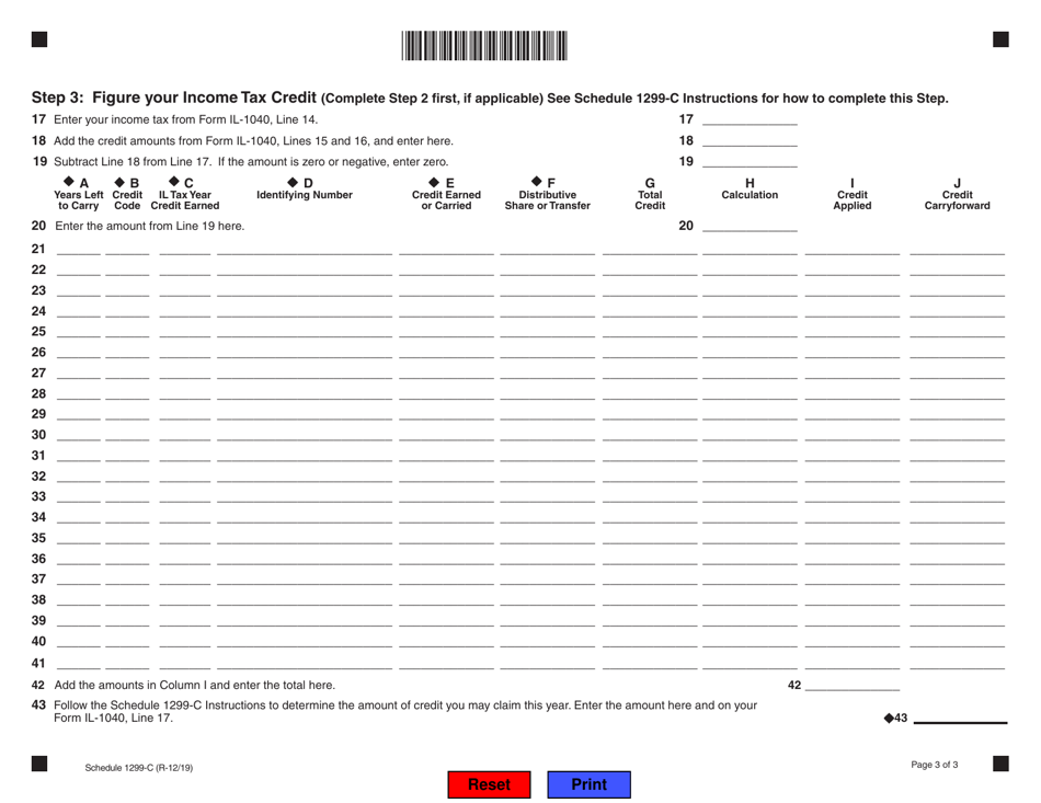 Schedule 1299-C Income Tax Subtractions and Credits (For Individuals) - Illinois, Page 3