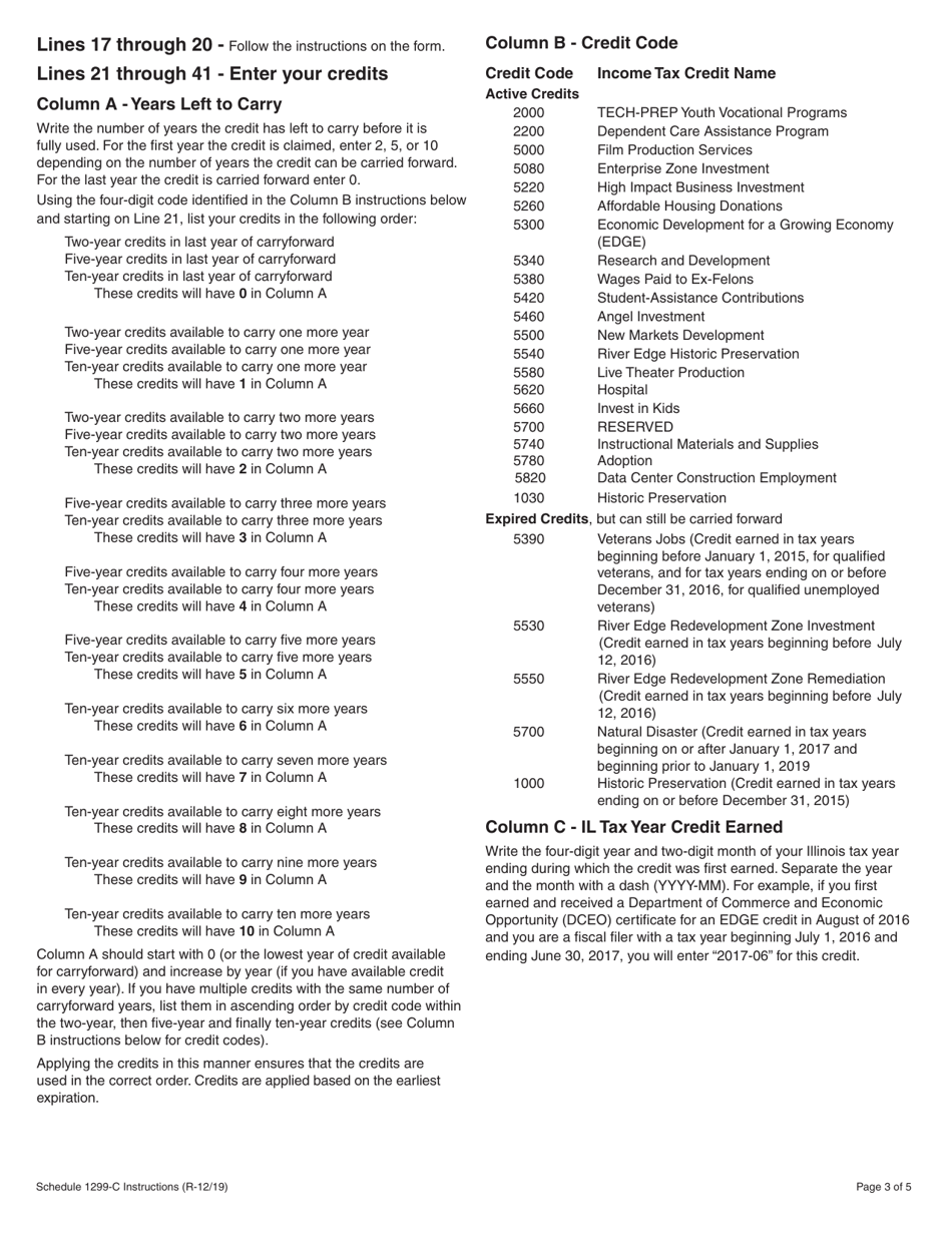 Instructions for Schedule 1299-C Income Tax Subtractions and Credits (For Individuals) - Illinois, Page 3