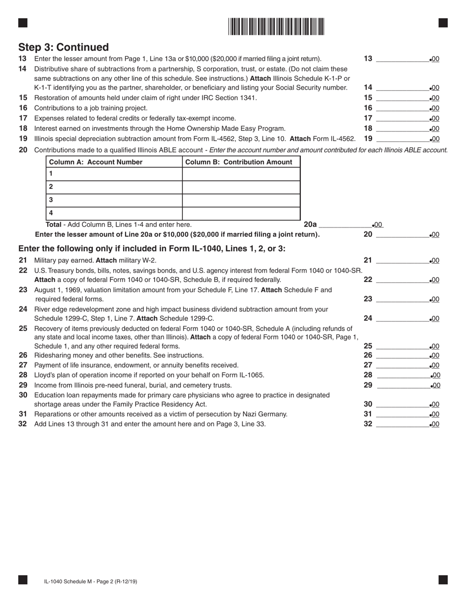 Form Il 1040 Schedule M 2019 Fill Out Sign Online And Download Fillable Pdf Illinois 8808