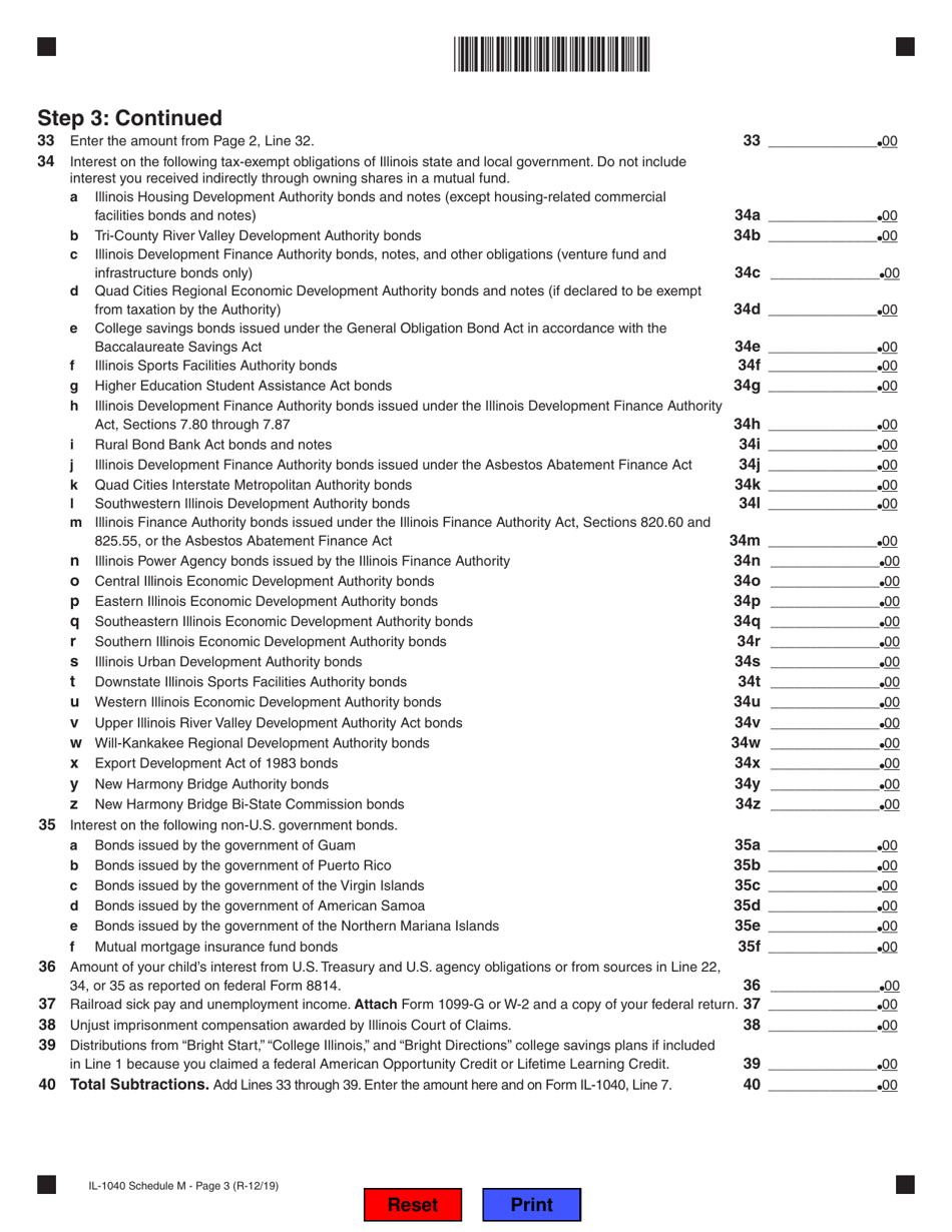 Form Il 1040 Schedule M 2019 Fill Out Sign Online And Download Fillable Pdf Illinois 8178